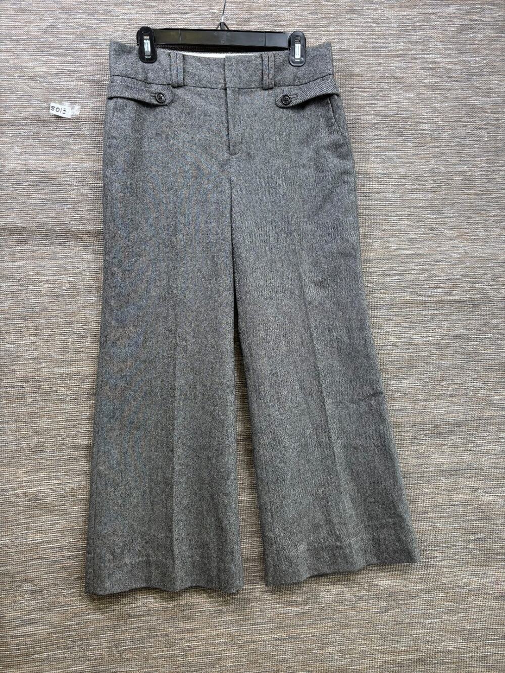 Banana Republic Herringbone Wide Leg Dress Pants Womens 6 Black White Stretch